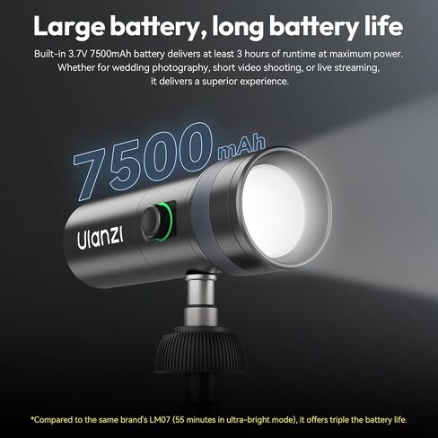 ULANZI LM01 Photography Flashlight RGB Video Light, 7500mAh Rechargeable Photography Flashlight with 20 Filters, 3H Max Runtime, 1200 Lux Output for Wedding, TikTok Videos, Cosplay, Content Creation in Saudi Arabia