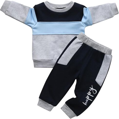 Children Kids Baby Boys Fashion Clothes Set Toddler Boy Thin Cotton Patchwork Sweatshirt and Casual Pants Outfit in Saudi Arabia