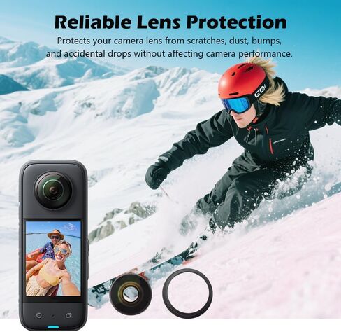 [1 Pcs] Camera Lens Glass Replacement for Insta360 X3, 360° Lens Repair Part with Mounting Ring, Compatible with Insta 360 X3 Action Camera Accessories in Saudi Arabia
