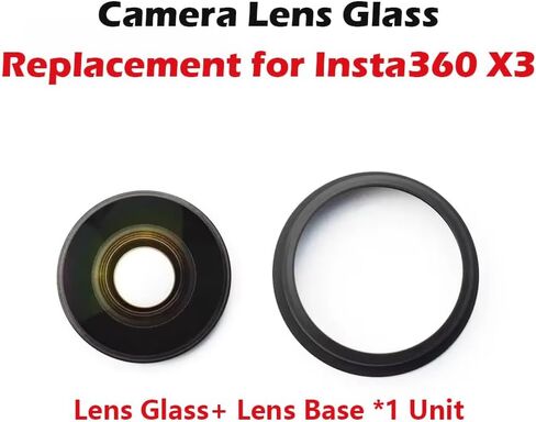 [1 Pcs] Camera Lens Glass Replacement for Insta360 X3, 360° Lens Repair Part with Mounting Ring, Compatible with Insta 360 X3 Action Camera Accessories in Saudi Arabia