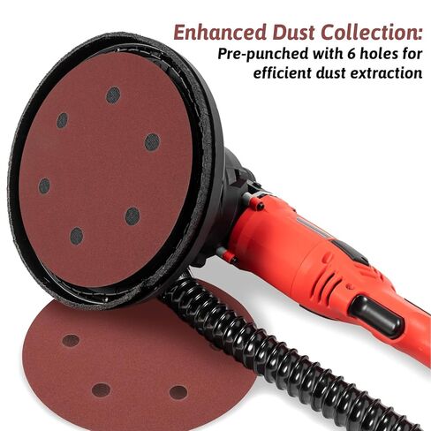 50 PCS 9-Inch 6-Hole Drywall Sanding Discs Set, 10 Each of 60 80 120 150 240 Grits Hook-and-Loop Sanding Discs for 9" Drywall Sander, Wood Furniture Finishing in Kuwait