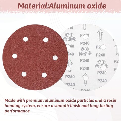 50 PCS 9-Inch 6-Hole Drywall Sanding Discs Set, 10 Each of 60 80 120 150 240 Grits Hook-and-Loop Sanding Discs for 9" Drywall Sander, Wood Furniture Finishing in Kuwait