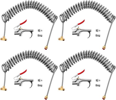 4 Set Heavy Duty Truck Air Seat Blow Gun Air Duster Blow Gun with 2 Interchangeable Nozzle Tips 1/4 Inch NPT X 11.5 Feet Nylon Hose Dust Cleaner for Truck Cab (Classic) in Saudi Arabia