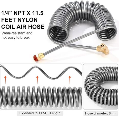 4 Set Heavy Duty Truck Air Seat Blow Gun Air Duster Blow Gun with 2 Interchangeable Nozzle Tips 1/4 Inch NPT X 11.5 Feet Nylon Hose Dust Cleaner for Truck Cab (Classic) in Saudi Arabia