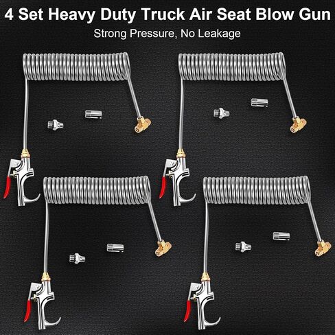 4 Set Heavy Duty Truck Air Seat Blow Gun Air Duster Blow Gun with 2 Interchangeable Nozzle Tips 1/4 Inch NPT X 11.5 Feet Nylon Hose Dust Cleaner for Truck Cab (Classic) in Saudi Arabia