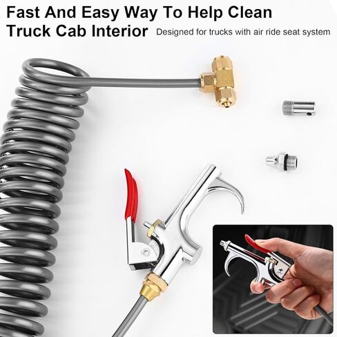 4 Set Heavy Duty Truck Air Seat Blow Gun Air Duster Blow Gun with 2 Interchangeable Nozzle Tips 1/4 Inch NPT X 11.5 Feet Nylon Hose Dust Cleaner for Truck Cab (Classic) in Saudi Arabia