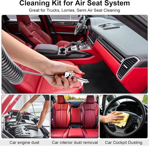 4 Set Heavy Duty Truck Air Seat Blow Gun Air Duster Blow Gun with 2 Interchangeable Nozzle Tips 1/4 Inch NPT X 11.5 Feet Nylon Hose Dust Cleaner for Truck Cab (Classic) in Saudi Arabia