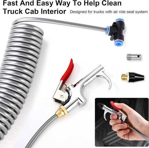 4 Set Heavy Duty Truck Air Seat Blow Gun Air Duster Blow Gun with 2 Interchangeable Nozzle Tips 1/4 Inch NPT X 11.5 Feet Nylon Hose Dust Cleaner for Truck Cab (Classic) in Saudi Arabia