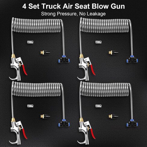 4 Set Heavy Duty Truck Air Seat Blow Gun Air Duster Blow Gun with 2 Interchangeable Nozzle Tips 1/4 Inch NPT X 11.5 Feet Nylon Hose Dust Cleaner for Truck Cab (Classic) in Saudi Arabia