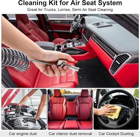 4 Set Heavy Duty Truck Air Seat Blow Gun Air Duster Blow Gun with 2 Interchangeable Nozzle Tips 1/4 Inch NPT X 11.5 Feet Nylon Hose Dust Cleaner for Truck Cab (Classic) in Saudi Arabia