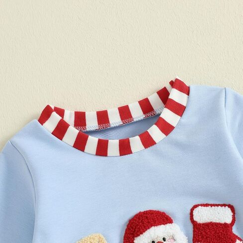 طفل رضيع عيد الميلاد الوليد الزي طويلة الأكمام Crewneck رومبير آسف سانتا شربت كل الحليب التطريز بذلة in Saudi Arabia