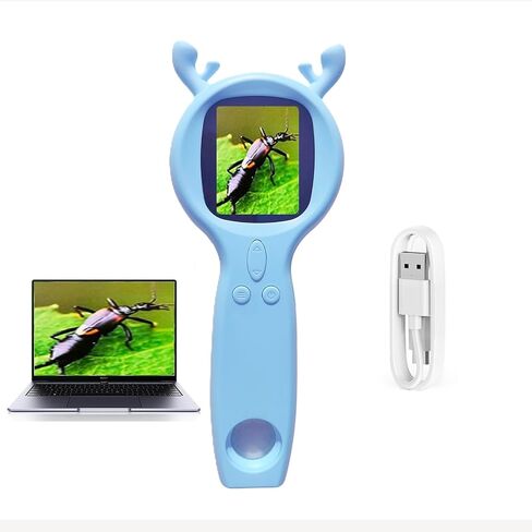 Handheld Digital Microscope, Educational Science Learning Activity Kit, 500X Magnification Digital Deer Microscope, Christmas, Holidays and Birthday Gifts (Blue) in Saudi Arabia