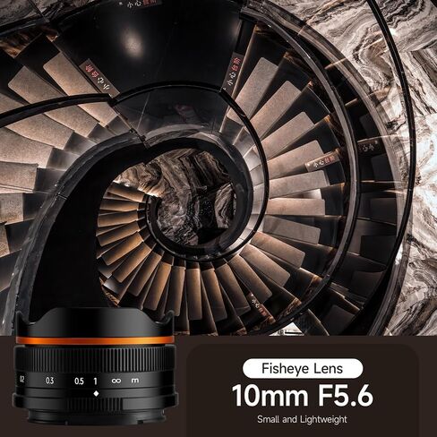 عدسة عين السمكة Brightin Star 10 مم F5.6 لكاميرات Olympus Lumix M43 Mount بدون مرآة، عدسة APS-C ذات زاوية واسعة جدًا للتركيز اليدوي تناسب G7، GX85، GX9، G95، GH5، GH6، G100، G9 (أسود) in Kuwait
