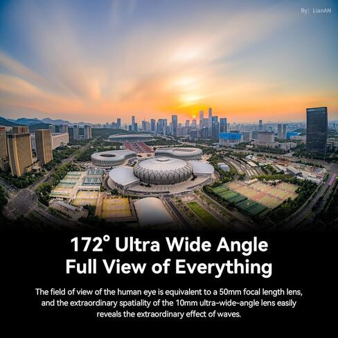 عدسة عين السمكة Brightin Star 10 مم F5.6 لكاميرات Olympus Lumix M43 Mount بدون مرآة، عدسة APS-C ذات زاوية واسعة جدًا للتركيز اليدوي تناسب G7، GX85، GX9، G95، GH5، GH6، G100، G9 (أسود) in Kuwait