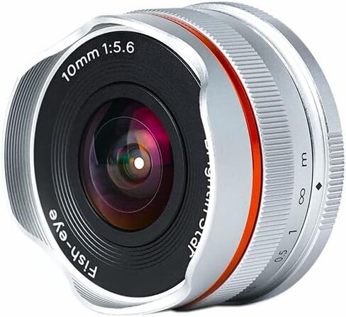 عدسة عين السمكة Brightin Star 10 مم F5.6 لكاميرات Olympus Lumix M43 Mount بدون مرآة، عدسة APS-C ذات زاوية واسعة جدًا للتركيز اليدوي تناسب G7، GX85، GX9، G95، GH5، GH6، G100، G9 (أسود) in Kuwait