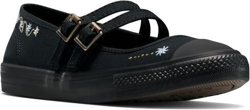 حذاء رياضي نسائي من Converse Chuck Taylor All Star Dainty Mary Jane مطرز بالزهور ومنخفض من الأعلى in Saudi Arabia