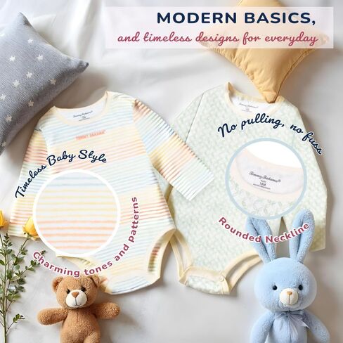 Tommy Bahama Baby 5-Piece Onesie Set - 100% Cotton Long Sleeve Bodysuit 5-Pack for Infant Boys and Girls in Saudi Arabia