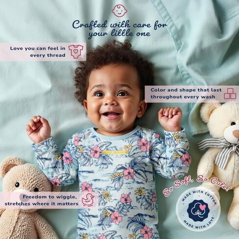 Tommy Bahama Baby 5-Piece Onesie Set - 100% Cotton Long Sleeve Bodysuit 5-Pack for Infant Boys and Girls in Saudi Arabia