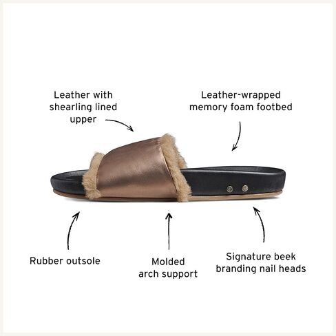 beek Gallito Shearling Slide Sandal for Women, Slip-On Design, Features True Shearling & Leather-Wrapped Memory Foam Footbed in Kuwait