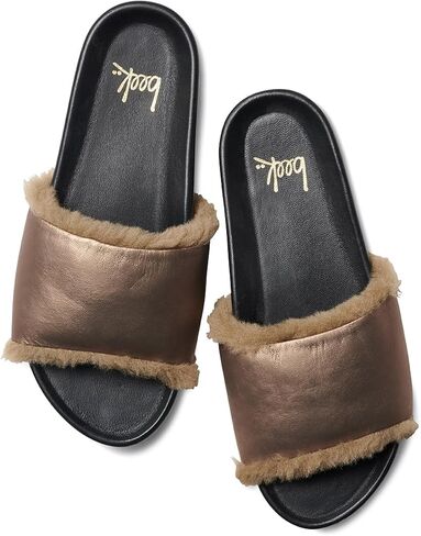 beek Gallito Shearling Slide Sandal for Women, Slip-On Design, Features True Shearling & Leather-Wrapped Memory Foam Footbed in Kuwait
