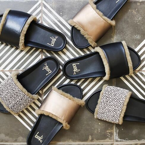 beek Gallito Shearling Slide Sandal for Women, Slip-On Design, Features True Shearling & Leather-Wrapped Memory Foam Footbed in Kuwait