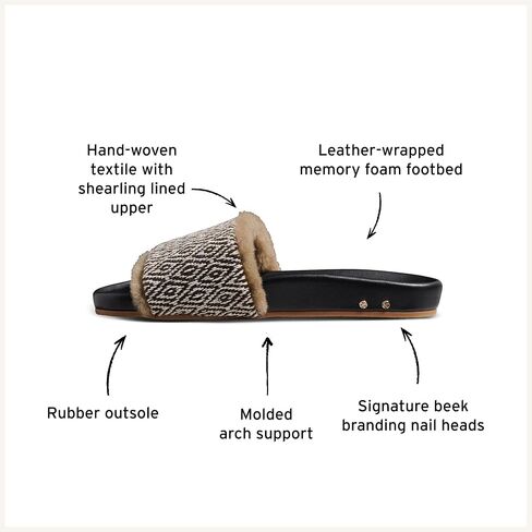 beek Gallito Shearling Slide Sandal for Women, Slip-On Design, Features True Shearling & Leather-Wrapped Memory Foam Footbed in Kuwait