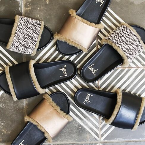 beek Gallito Shearling Slide Sandal for Women, Slip-On Design, Features True Shearling & Leather-Wrapped Memory Foam Footbed in Kuwait