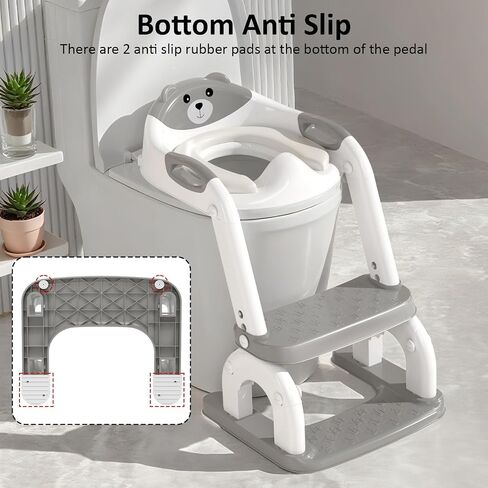 DEEKI Potty Training Seat Upgrade 2 in 1 Toddler Training Toilet Chair Potty Seat with Step Stool Ladder for Baby Kids Boys Girls(Grey) in Saudi Arabia