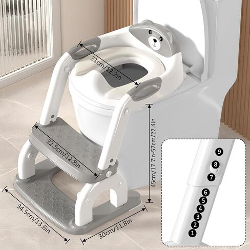 DEEKI Potty Training Seat Upgrade 2 in 1 Toddler Training Toilet Chair Potty Seat with Step Stool Ladder for Baby Kids Boys Girls(Grey) in Saudi Arabia