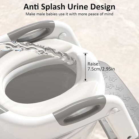 DEEKI Potty Training Seat Upgrade 2 in 1 Toddler Training Toilet Chair Potty Seat with Step Stool Ladder for Baby Kids Boys Girls(Grey) in Saudi Arabia