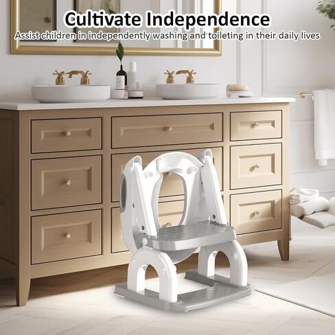 DEEKI Potty Training Seat Upgrade 2 in 1 Toddler Training Toilet Chair Potty Seat with Step Stool Ladder for Baby Kids Boys Girls(Grey) in Saudi Arabia
