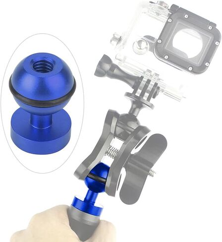 Ball Head Base Mount, Diving Light Bracket Action Camera Ball Head Base Hot Shoe Mount Hot Shoe Metal 1/4 Screw Hole (Blue) in Saudi Arabia