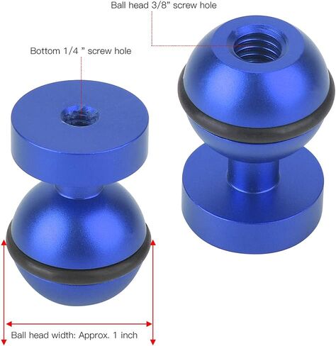 Ball Head Base Mount, Diving Light Bracket Action Camera Ball Head Base Hot Shoe Mount Hot Shoe Metal 1/4 Screw Hole (Blue) in Saudi Arabia