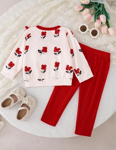 Baby Girl Clothes Toddler Fall Winter Outfit Infant Ruffle Long Sleeve Sweatshirt Floral Legging 2PCS Pants Set in Saudi Arabia