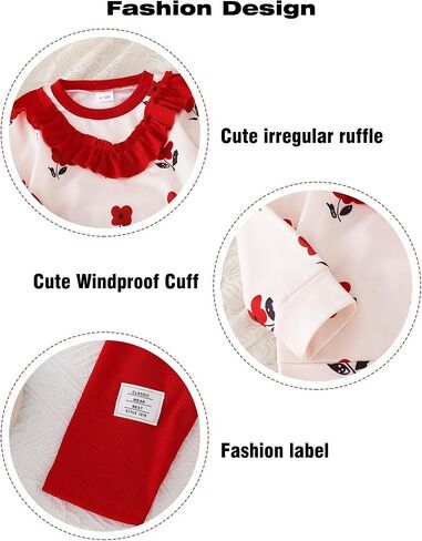 Baby Girl Clothes Toddler Fall Winter Outfit Infant Ruffle Long Sleeve Sweatshirt Floral Legging 2PCS Pants Set in Saudi Arabia