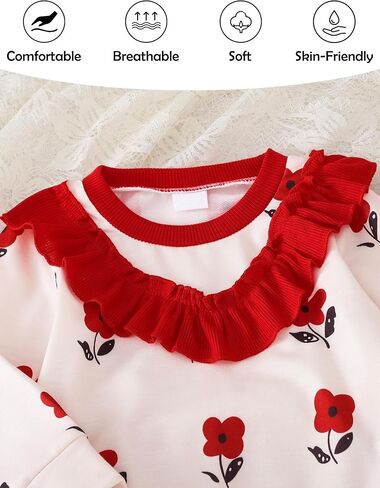 Baby Girl Clothes Toddler Fall Winter Outfit Infant Ruffle Long Sleeve Sweatshirt Floral Legging 2PCS Pants Set in Saudi Arabia
