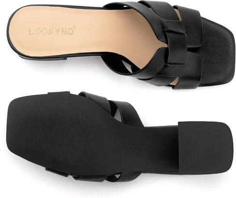 Women's Square Open Toe Heeled Sandals Chunky Block Heel Slip On Dressy Sandal in Kuwait