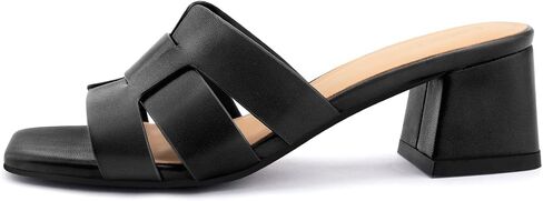 Women's Square Open Toe Heeled Sandals Chunky Block Heel Slip On Dressy Sandal in Kuwait