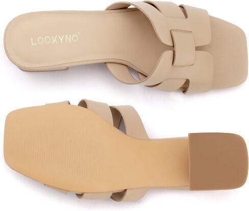Women's Square Open Toe Heeled Sandals Chunky Block Heel Slip On Dressy Sandal in Kuwait