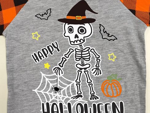 Toddler Boys Halloween Shirts Kids Ghost Pumpkin Dinosaur Graphic Glow in The Dark Raglan Long Sleeve Tee Tops 2-7 Years in Kuwait