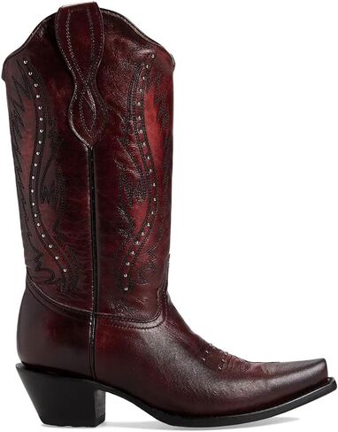 Women's Vintage Embroidered Rivet Block Heel Cowgirl Mid Calf Western Boots Fashion Studded Square Toe Pull On Chunky Heel Cowboy Knee High Boots for Women in Saudi Arabia