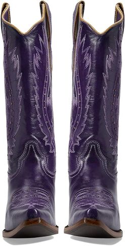 Women's Vintage Embroidered Rivet Block Heel Cowgirl Mid Calf Western Boots Fashion Studded Square Toe Pull On Chunky Heel Cowboy Knee High Boots for Women in Saudi Arabia