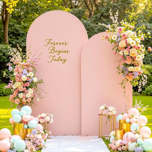 Beige Arch Backdrop Cover Set of 2 Beige Arch Cover 7.2 and 6ft Wedding Arch Cover Stretchy Backdrop Bridal Baby Shower Birthday Party Arches Stand Covers Spandex in Kuwait