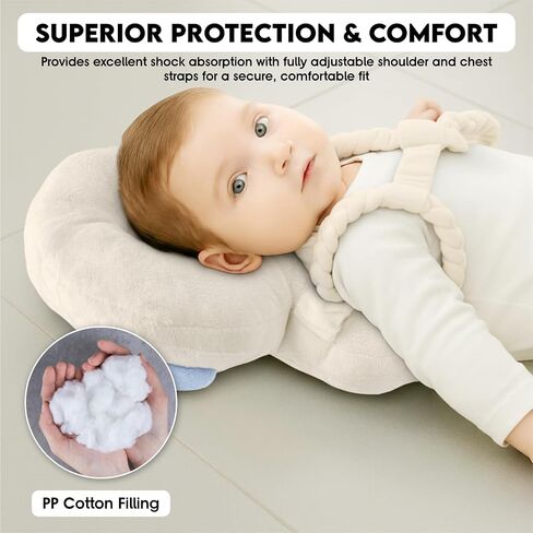 Baby Head Protector Backpack with a Pair of Non Slip Socks and Knee Pads, Baby Pillow Backpack for Falling, Crawling, Adjustable Toddler Head Protector for Infants 6–18 Months in Saudi Arabia