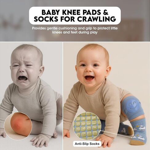 Baby Head Protector Backpack with a Pair of Non Slip Socks and Knee Pads, Baby Pillow Backpack for Falling, Crawling, Adjustable Toddler Head Protector for Infants 6–18 Months in Saudi Arabia