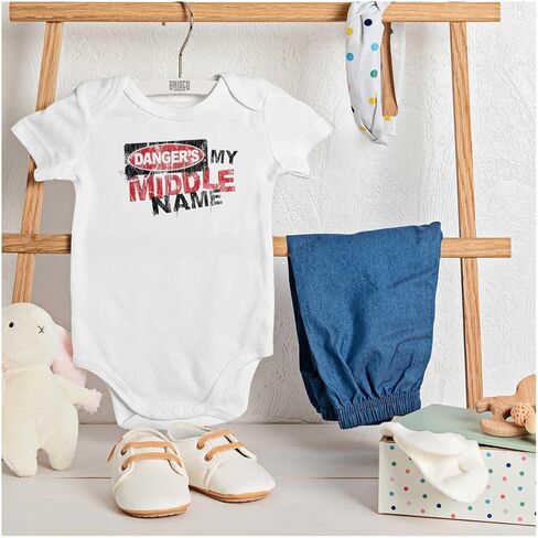 بريسكو براندز Funny Danger is My Middle Name Baby Bodysuit Jumper Boys in Kuwait