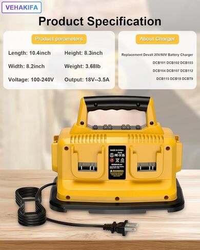 Upgraded 6-Ports Rapid Battery Charger Compatible with Dewalt Flexvolt 20V/60V,Compatible with Dewalt 20V/60V Battery DCB200 DCB206 DCB606 DCB609 in Kuwait
