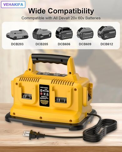 Upgraded 6-Ports Rapid Battery Charger Compatible with Dewalt Flexvolt 20V/60V,Compatible with Dewalt 20V/60V Battery DCB200 DCB206 DCB606 DCB609 in Kuwait