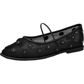 Coach Women's Emilia Mary Jane with Tea Rose Flat, Charcoal/Black, 10 in Saudi Arabia