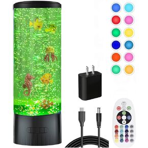 Desktop Sensory Bubble Tube Lamp with Artificial Fish - Autism Anxiety Relief Night Light, Color Changing Bubble Tube for Relaxation - Aquarium Mood Light Gift for Kids Adults, Home Office Decor in Saudi Arabia